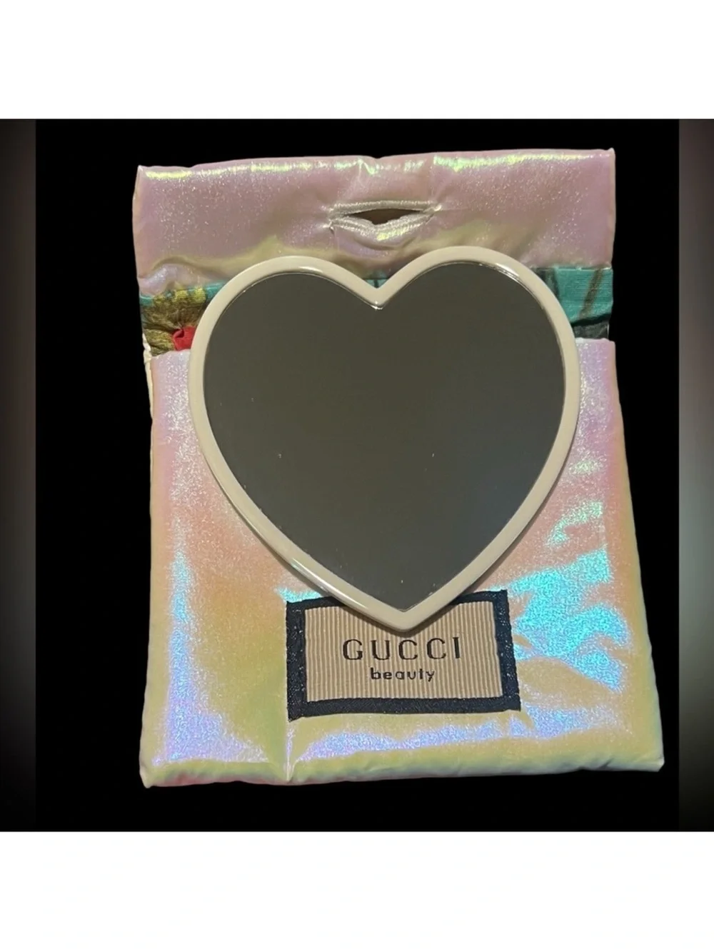 Gucci Beauty Cream Color Heart Mirror With Dust Bag